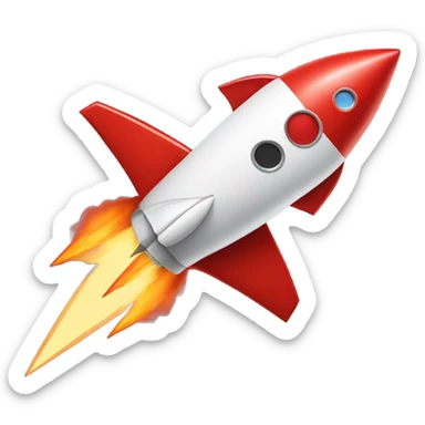 flying red rocket ship sticker