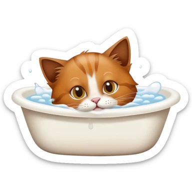 Cat with lice taking bath  sticker