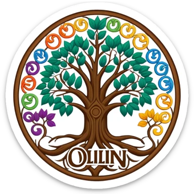 created a highly detailed but manly looking family genealogy logo and use the name Odlin with multiple colors. sticker