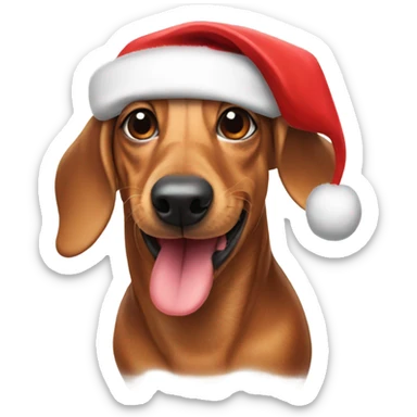 Wiener dog wearing Santa hat  sticker