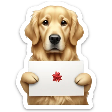 Golden retriever with a Christmas scard sticker