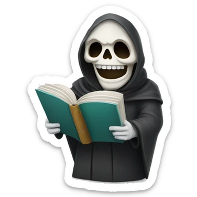 happy reaper entrepreneur face with book sticker