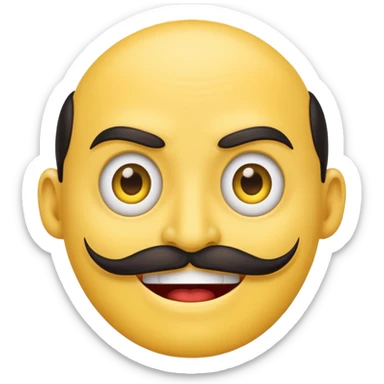 Create a Chinese smile emoji, the smile should contain an evil smile with a long Chinese like mustache sticker