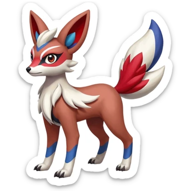 Colorful Skilled Adept Graceful Asian Painted Meloetta-Lycanroc-Absol-Zangoose-fusion-hybrid-creature (full body) sticker