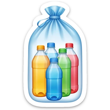 plastic bottles in a bundle bag sticker