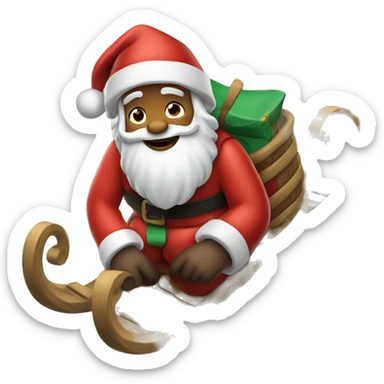 sledding santa claus sticker