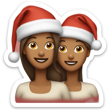 Three brown sisters wearing Christmas hats sticker