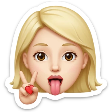 Peace sign with tongue out sticker