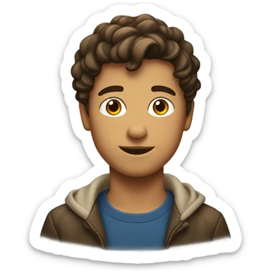 garçon cheveux brun ondulé court  sticker