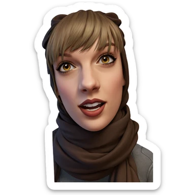realistic girl with scarf sticker