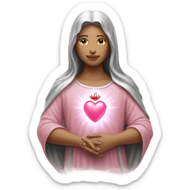 Sacred heart light pink and silver sticker