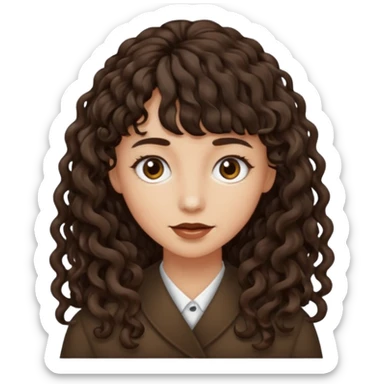 Fais la frange plus tordu la peau plus foncé et les cheveux bruns et bien plus long mais avec les cheveux bouclés  sticker