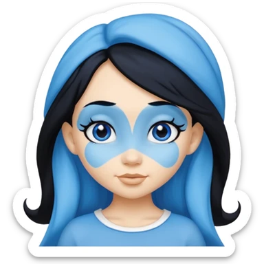 Smurffete with black hair and blue skin sticker