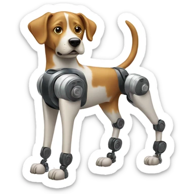 dog with can body with robotic legs sticker
