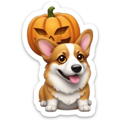 Corgi pumpkin halloween sticker