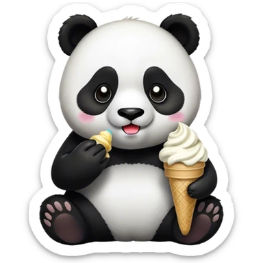 Panda eating ice cream sticker
