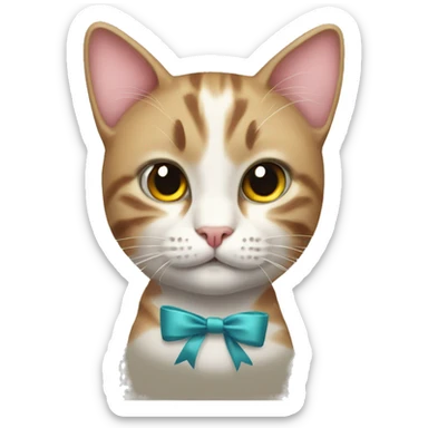cat with a bow on its head sticker