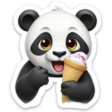 Panda eating ice cream sticker
