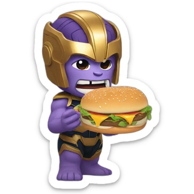 thanos eating a hamburger sticker