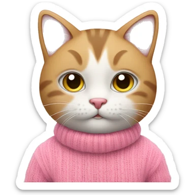 Cat with a cute pink sweater sticker