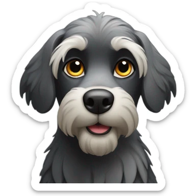 black griffon dog with really not much white hairs only under mouth and on eyebrows sticker
