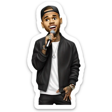 Hyper Realistic Chris Brown on stage singing  sticker