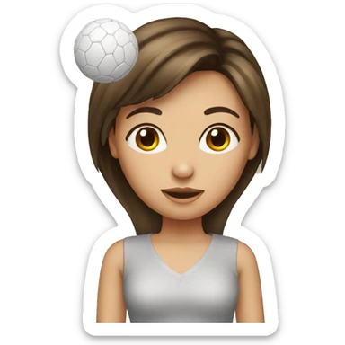 Brunette girl with ball on hair head sticker