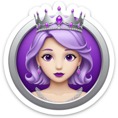 Purple shadow rose flower silver circle plaque with silver tiara sticker