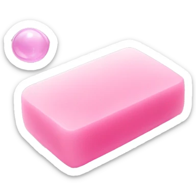 Pink soap bar and bubbles sticker