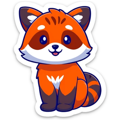 cute red panda peeking from behind something, cartoon sticker style, less orange fur sticker
