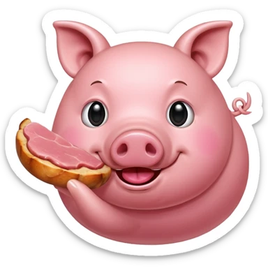 Pig eating pork sticker