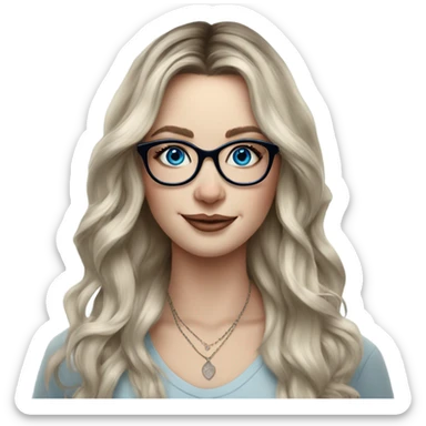 Hyper Realistic Balayage pale beautiful tattooed woman with glasses and blue eyes happy  sticker