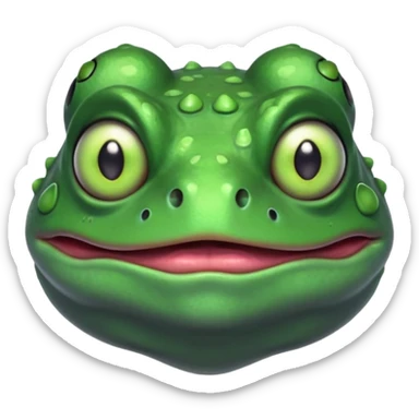 zombie frog portrait, head and shoulders only, slimy undead skin, glowing green eyes, funny creepy look, 3D cartoon, mobile game icon style, clean background, no text, no watermark
 sticker