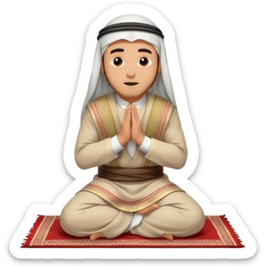 a man wearing traditional arab outfit with shemagh in prostration salah sticker