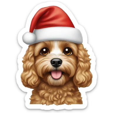 cavapoo dog with santa hat  sticker