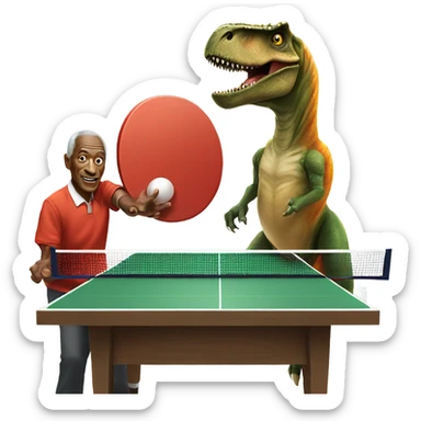 T-rex playing table tennis with bing cosby sticker