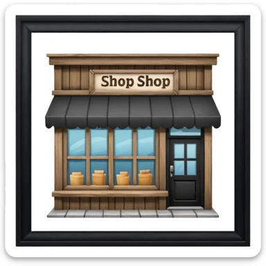 small shop, front facing sticker