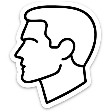 Make the jawline even sharper while keeping the minimalist outlined icon style with no background. sticker