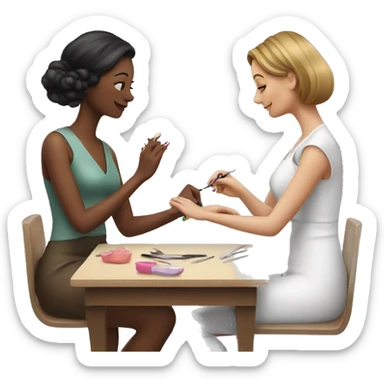 woman doing a manicure to another woman sticker