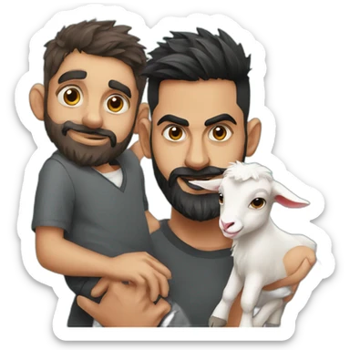 Virat kohli with a small goat sticker