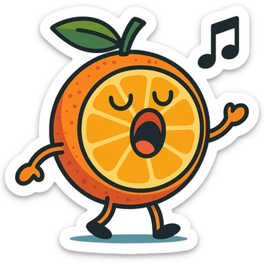 vibrant toon style grapefruit singing sticker