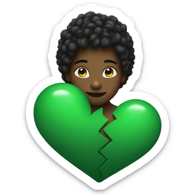 Half black and Green heart sticker