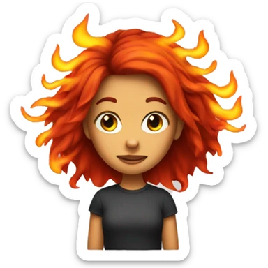 Girl with hair made of flames sticker
