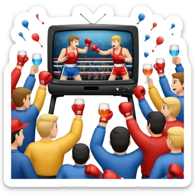 a boxing match shown on a television sticker