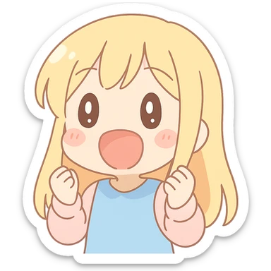 blonde girl screaming, anime style sticker