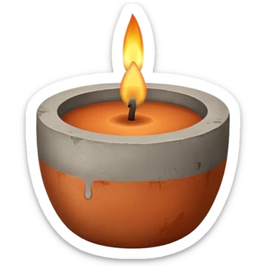 candle in a concrete vessel terracotta color  sticker