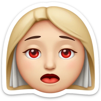 An emoji with red eyes  with tired face! sticker