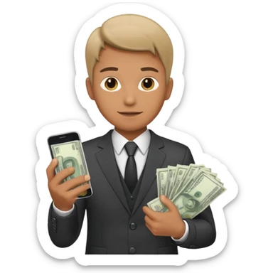 Yakuza holding money and phone sticker