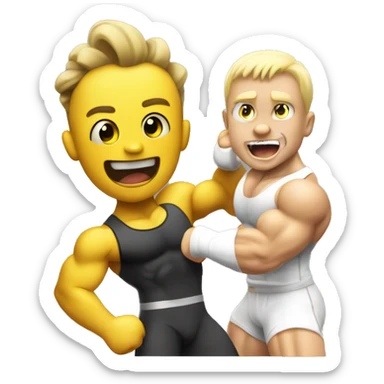 Pikach cheering a white bodybuilder in training  sticker