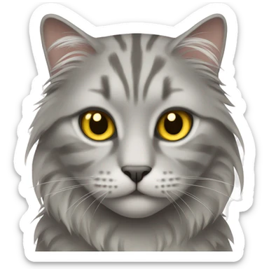 Long hair gray tabby cat with gold eyes sticker